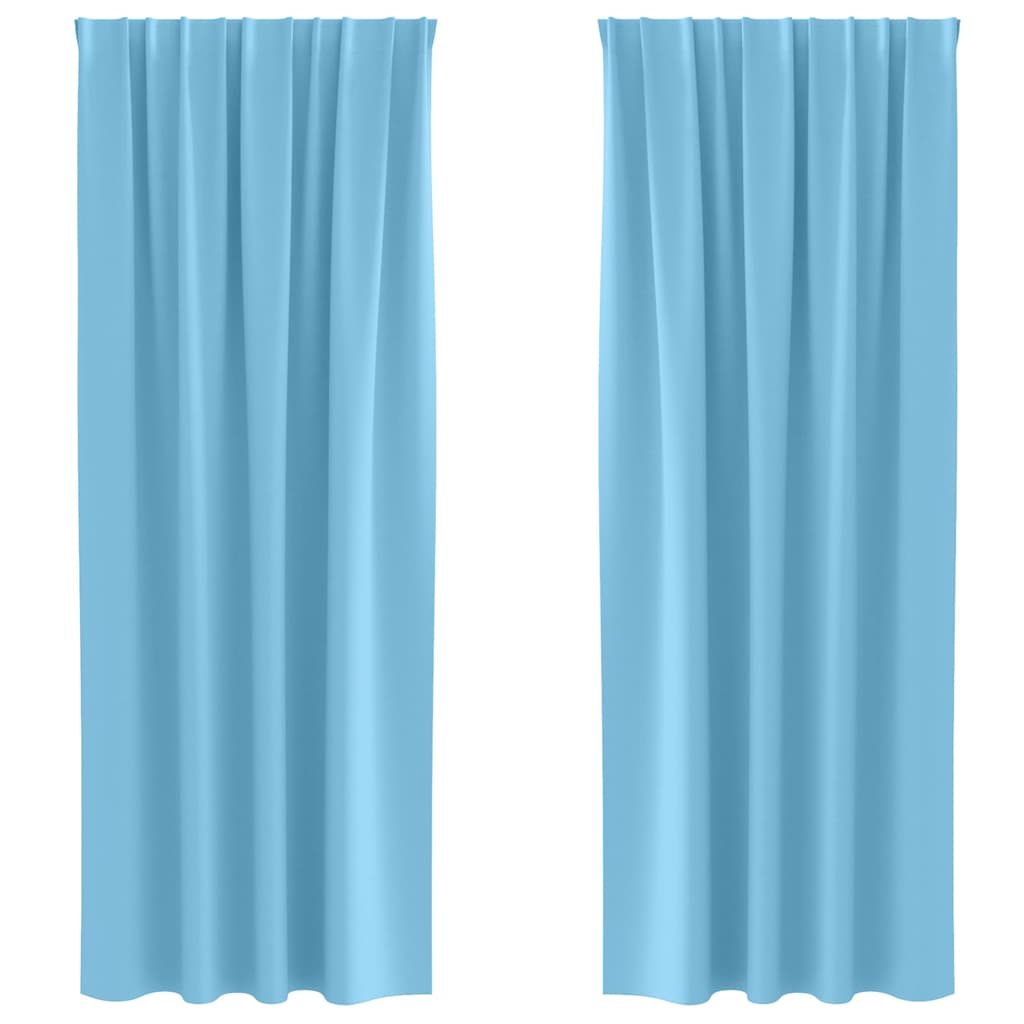 Zwart-out Gordijnen met Ringen 2 pcs Lichtblauw 225 x 140 cm is nu te koop bij PeponiXL, paradijselijk wonen!