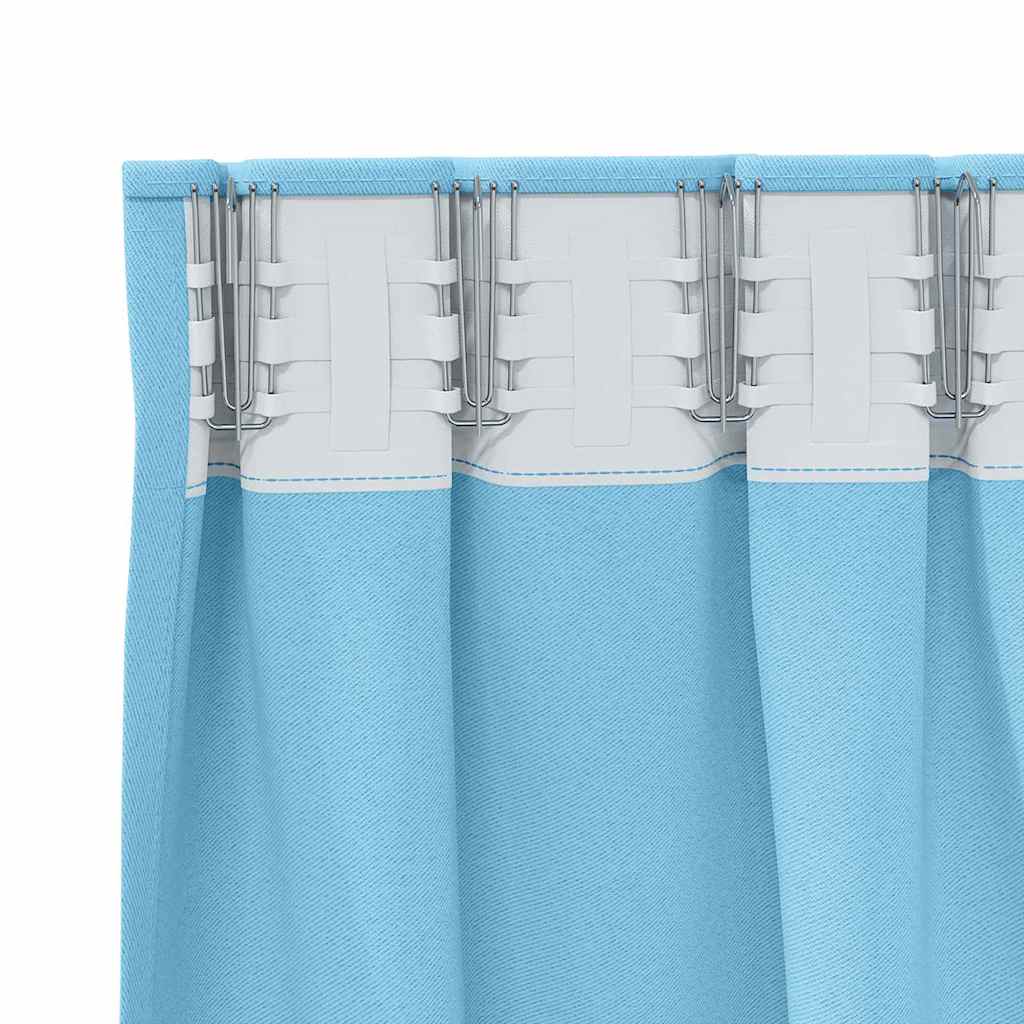 Zwart-out Gordijnen met Ringen 2 pcs Lichtblauw 245 x 140 cm is nu te koop bij PeponiXL, paradijselijk wonen!