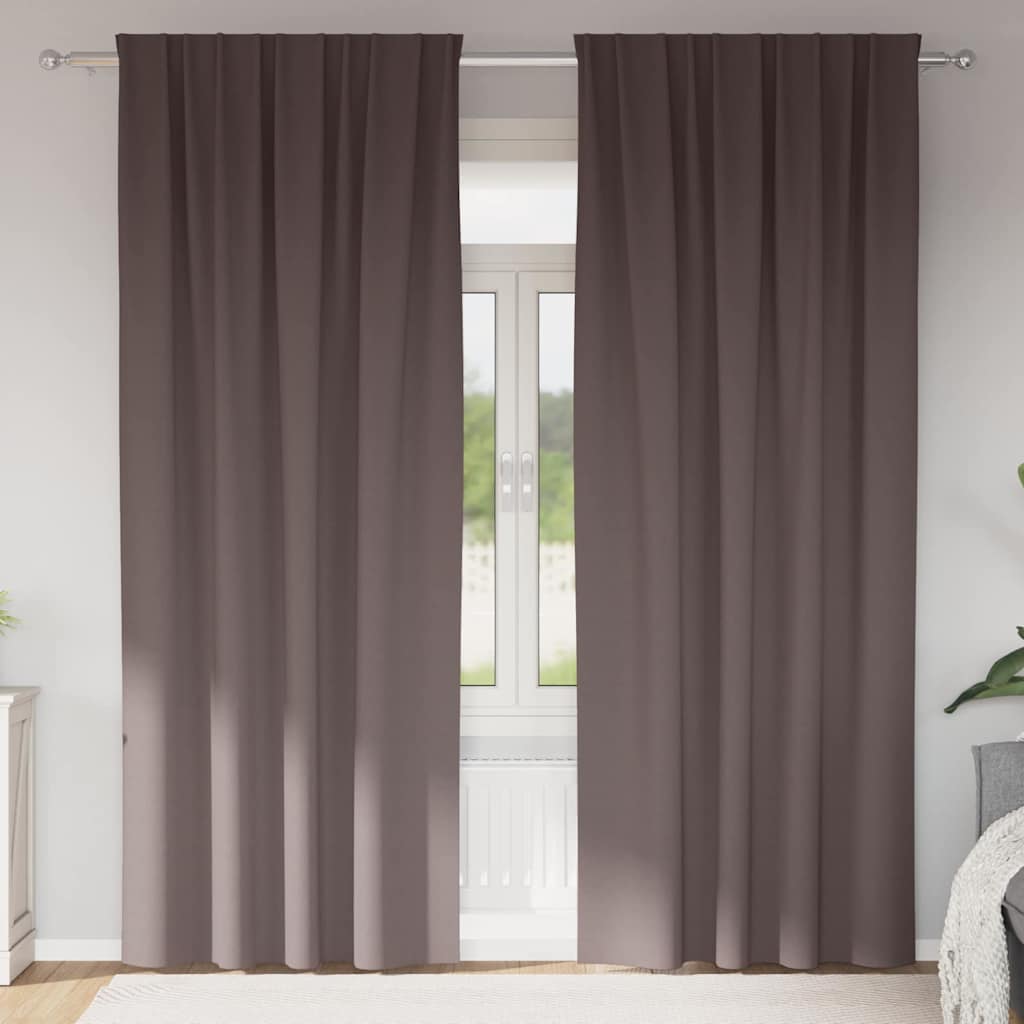 Zwart-out Gordijnen met Ringen 2 pcs Donkerbruin 225 x 140 cm is nu te koop bij PeponiXL, paradijselijk wonen!