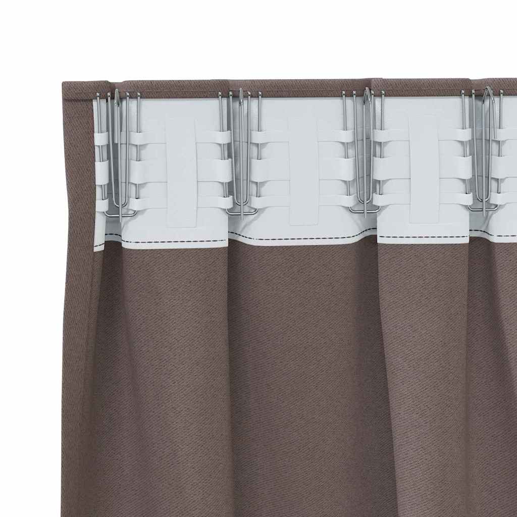 Zwart-out Gordijnen met Ringen 2 pcs Donkerbruin 260 x 140 cm is nu te koop bij PeponiXL, paradijselijk wonen!