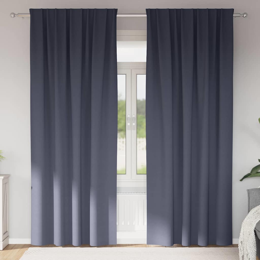 Zwart-out Gordijnen met Ringen 2 pcs Antraciet 225 x 140 cm is nu te koop bij PeponiXL, paradijselijk wonen!