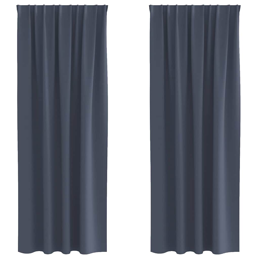 Zwart-out Gordijnen met Ringen 2 pcs Antraciet 260 x 140 cm is nu te koop bij PeponiXL, paradijselijk wonen!