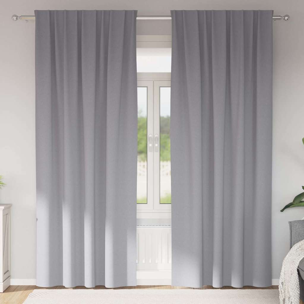 Zwart-out Gordijnen met Ringen 2 pcs Lichtgrijs 260 x 140 cm is nu te koop bij PeponiXL, paradijselijk wonen!