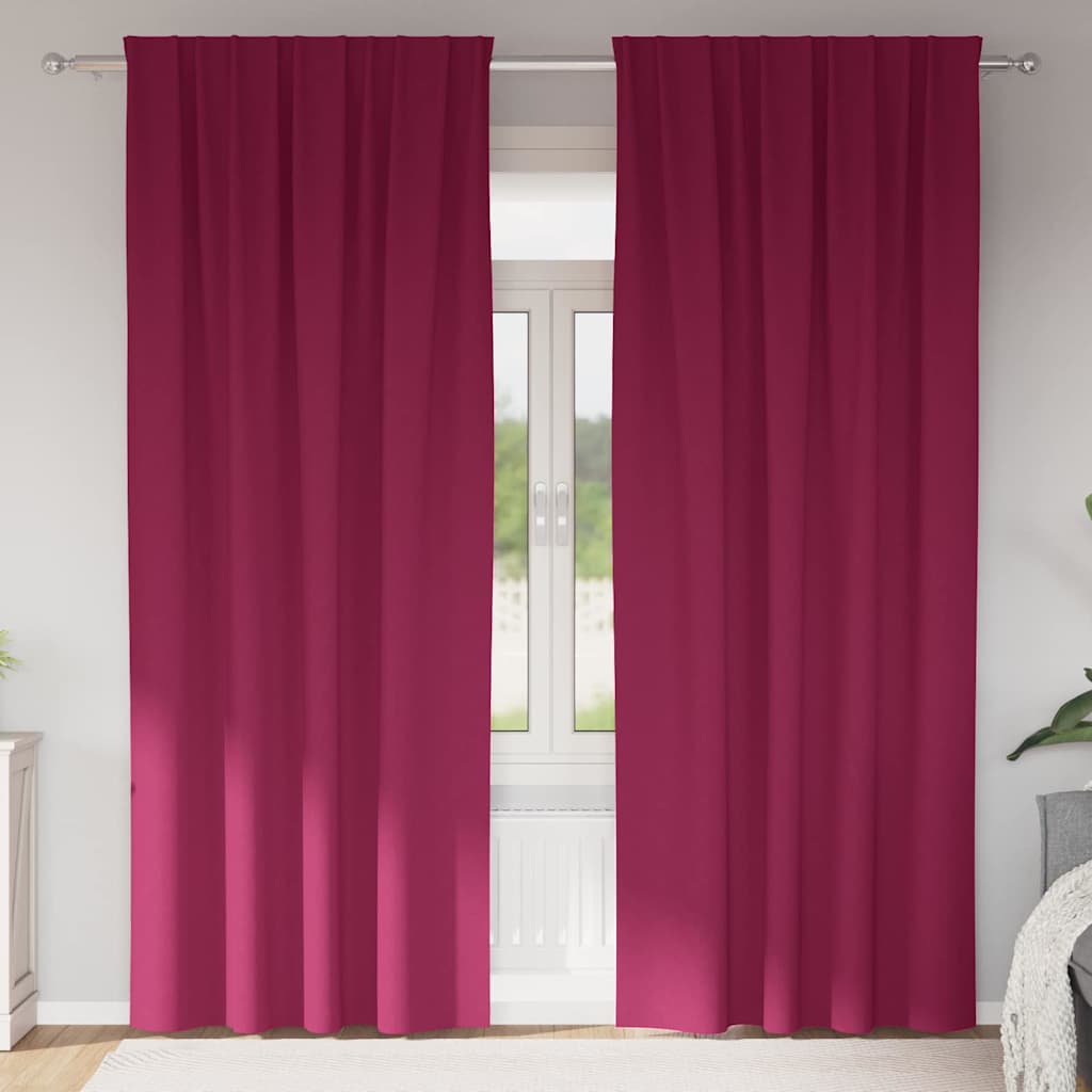 Zwart-out Gordijnen met Ringen 2 pcs Wijnrood 225 x 140 cm is nu te koop bij PeponiXL, paradijselijk wonen!