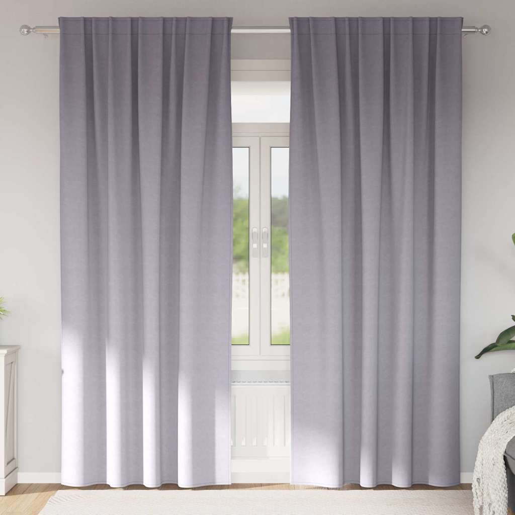 Zwart-out Gordijnen met Ringen 2 pcs Metaalgrijs 260 x 140 cm is nu te koop bij PeponiXL, paradijselijk wonen!