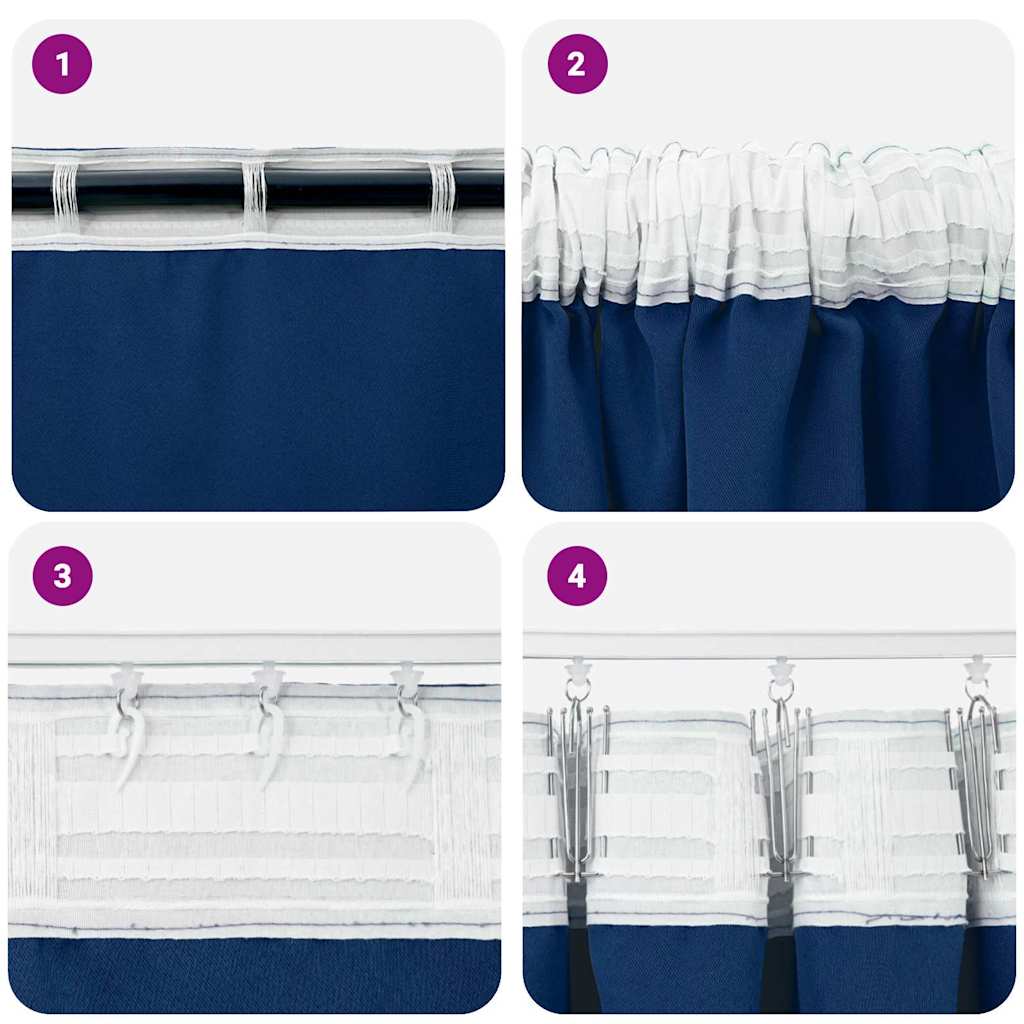 Zwart-out Gordijnen met Ringen 2 pcs Donkerblauw 225 x 140 cm is nu te koop bij PeponiXL, paradijselijk wonen!