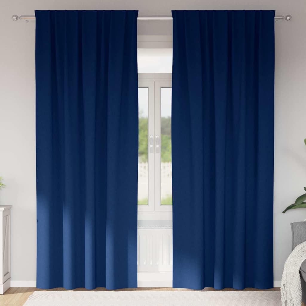 Zwart-out Gordijnen met Ringen 2 pcs Donkerblauw 245 x 140 cm is nu te koop bij PeponiXL, paradijselijk wonen!