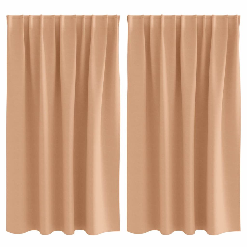 Zwart-out Gordijnen met Ringen 2 pcs Licht Bruin 140 x 140 cm is nu te koop bij PeponiXL, paradijselijk wonen!