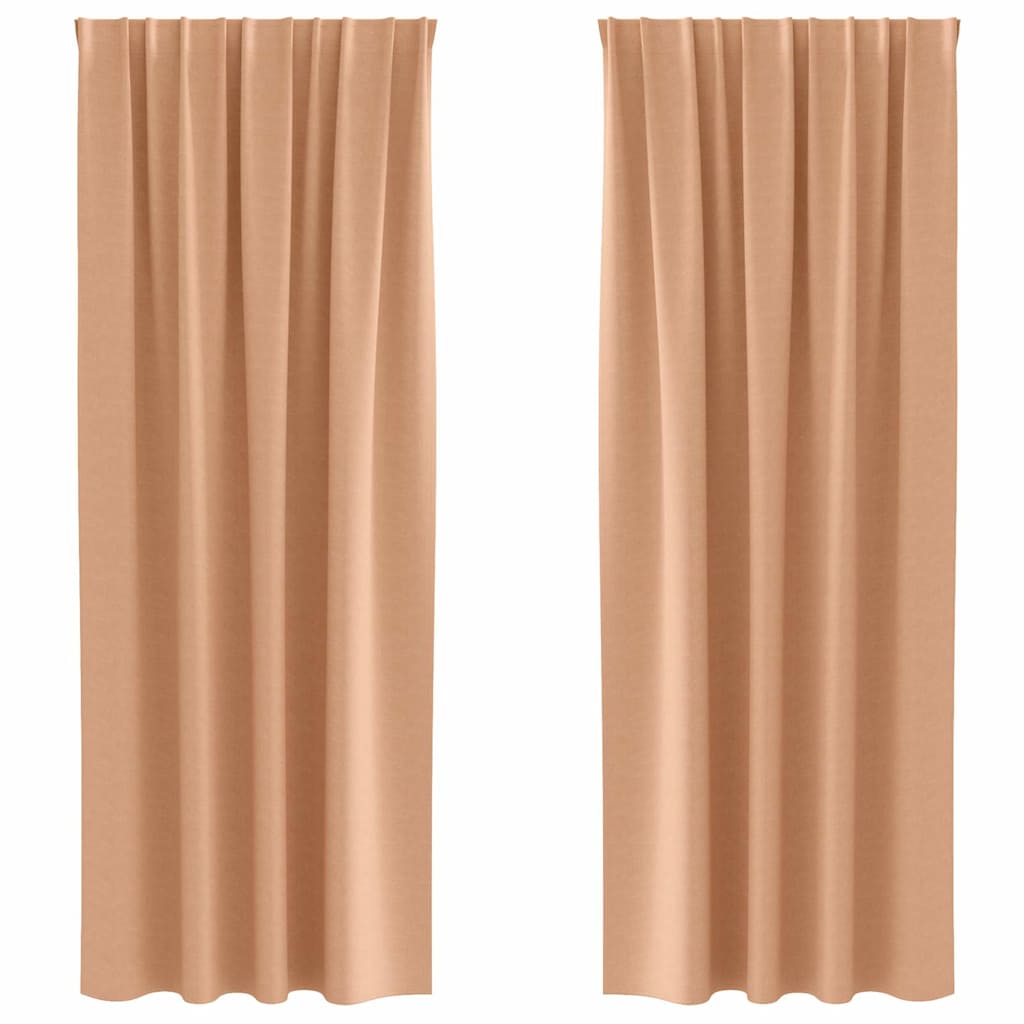 Zwart-out Gordijnen met Ringen 2 pcs Licht Bruin 245 x 140 cm is nu te koop bij PeponiXL, paradijselijk wonen!