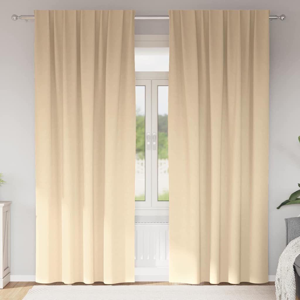 Zwart-out Gordijnen met Ringen 2 pcs Crème 260 x 140 cm is nu te koop bij PeponiXL, paradijselijk wonen!