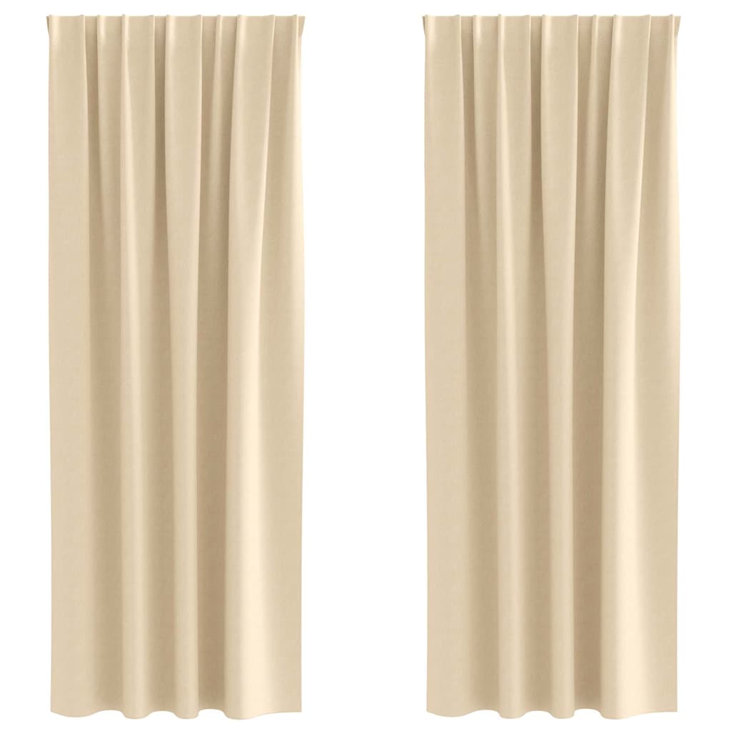 Zwart-out Gordijnen met Ringen 2 pcs Crème 260 x 140 cm is nu te koop bij PeponiXL, paradijselijk wonen!