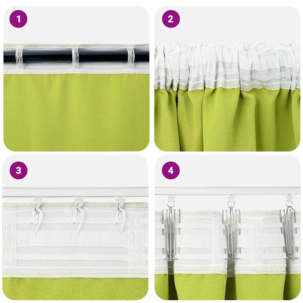Zwart-out Gordijnen met Ringen 2 pcs Groen 225 x 140 cm is nu te koop bij PeponiXL, paradijselijk wonen!