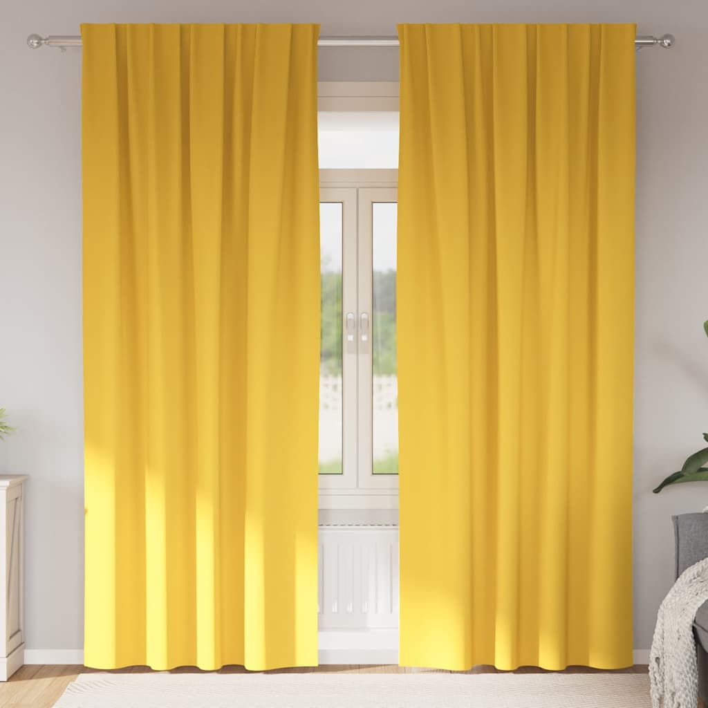 Zwart-out Gordijnen met Ringen 2 pcs Mosterdgeel 245 x 140 cm is nu te koop bij PeponiXL, paradijselijk wonen!