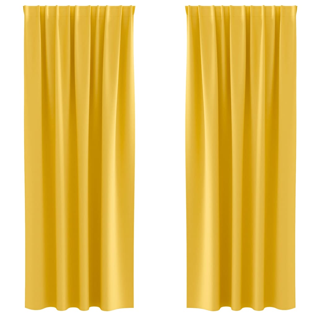 Zwart-out Gordijnen met Ringen 2 pcs Mosterdgeel 245 x 140 cm is nu te koop bij PeponiXL, paradijselijk wonen!