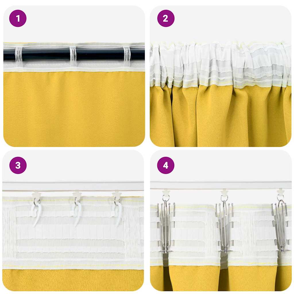 Zwart-out Gordijnen met Ringen 2 pcs Mosterdgeel 260 x 140 cm is nu te koop bij PeponiXL, paradijselijk wonen!