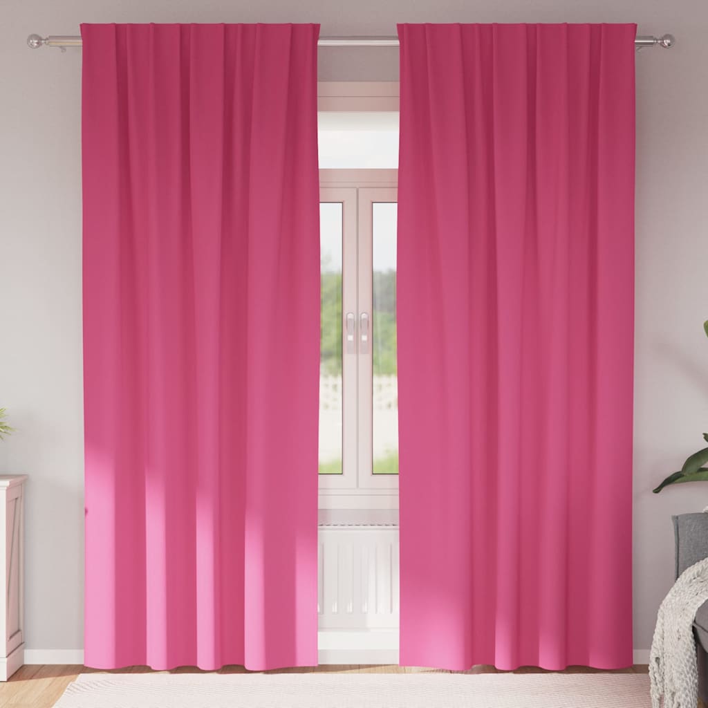 Zwart-out Gordijnen met Ringen 2 pcs Felroze 225 x 140 cm is nu te koop bij PeponiXL, paradijselijk wonen!