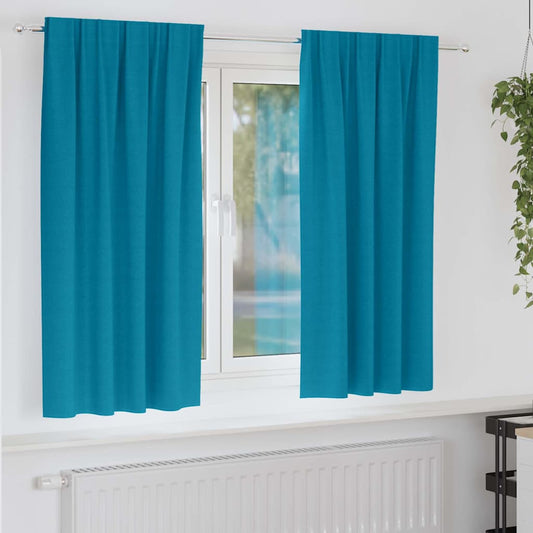 Zwart-out Gordijnen met Ringen 2 pcs Turquoise 175 x 140 cm is nu te koop bij PeponiXL, paradijselijk wonen!