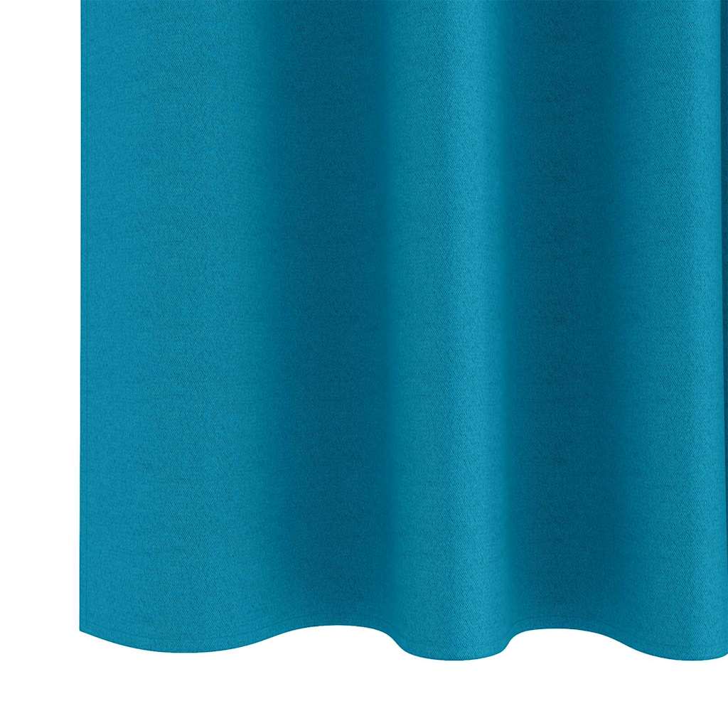 Zwart-out Gordijnen met Ringen 2 pcs Turquoise 225 x 140 cm is nu te koop bij PeponiXL, paradijselijk wonen!