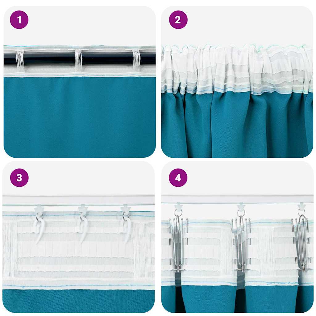 Zwart-out Gordijnen met Ringen 2 pcs Turquoise 225 x 140 cm is nu te koop bij PeponiXL, paradijselijk wonen!