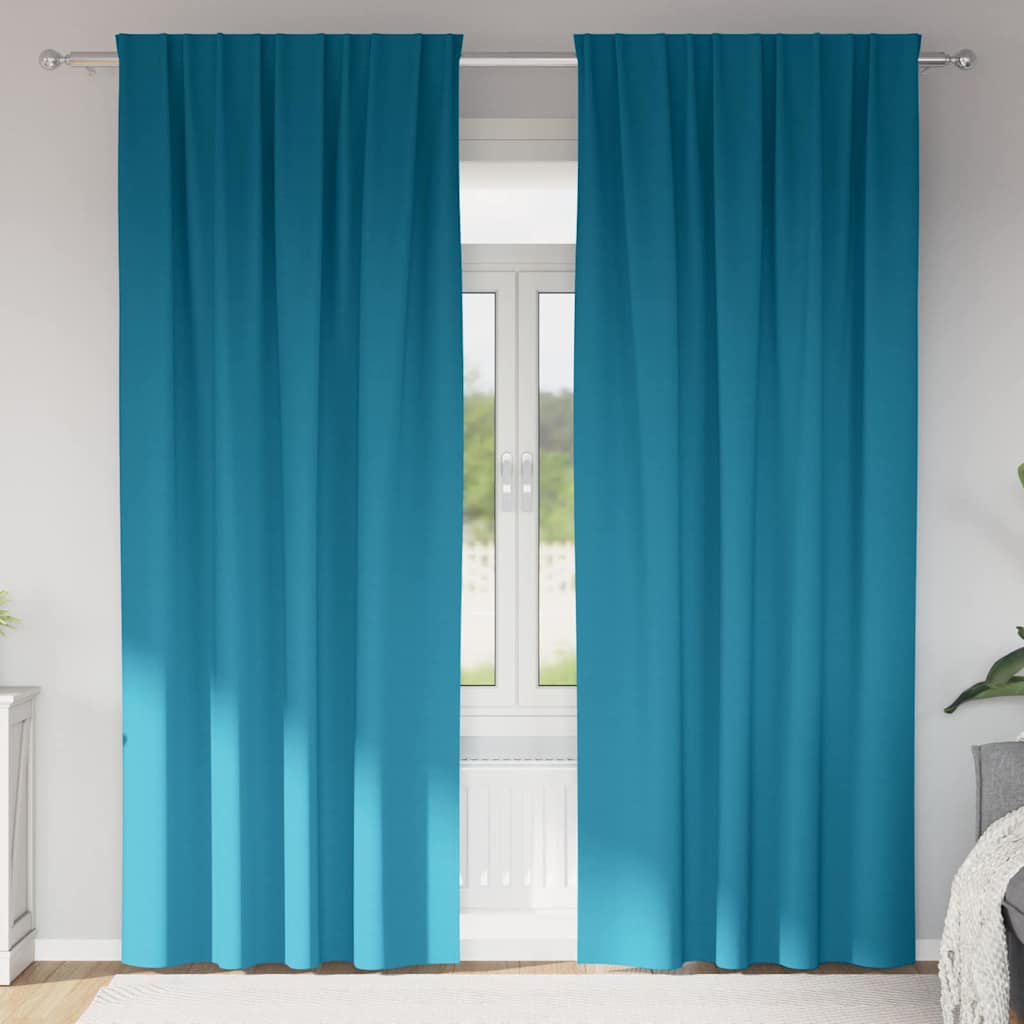Zwart-out Gordijnen met Ringen 2 pcs Turquoise 225 x 140 cm is nu te koop bij PeponiXL, paradijselijk wonen!