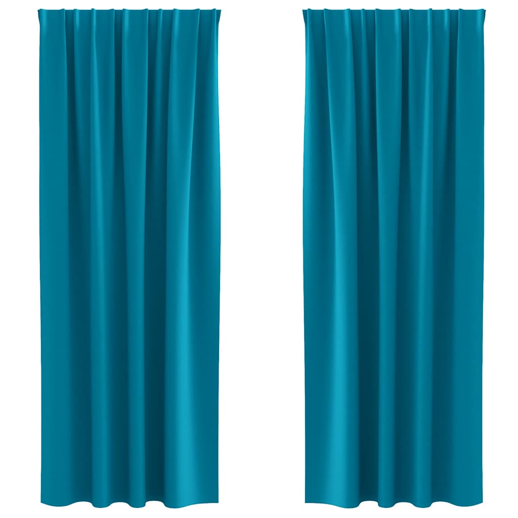 Zwart-out Gordijnen met Ringen 2 pcs Turquoise 225 x 140 cm is nu te koop bij PeponiXL, paradijselijk wonen!