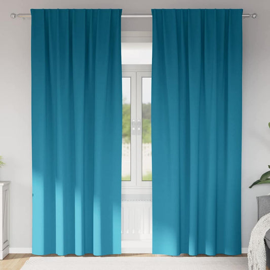 Zwart-out Gordijnen met Ringen 2 pcs Turquoise 260 x 140 cm is nu te koop bij PeponiXL, paradijselijk wonen!