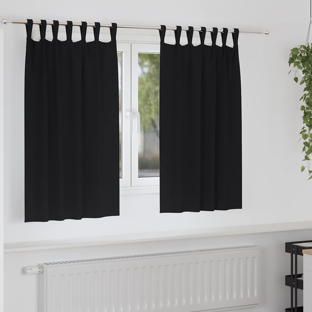 Zwart-out Gordijnen met Ringen 2 pcs Zwart 140 x 140 cm is nu te koop bij PeponiXL, paradijselijk wonen!