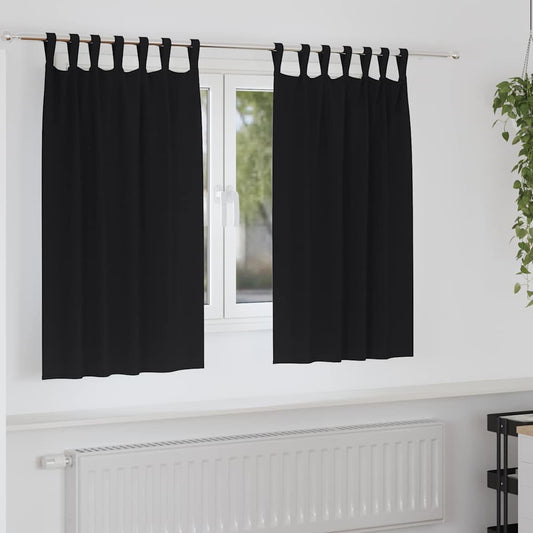 Zwart-out Gordijnen met Ringen 2 pcs Zwart 140 x 140 cm is nu te koop bij PeponiXL, paradijselijk wonen!