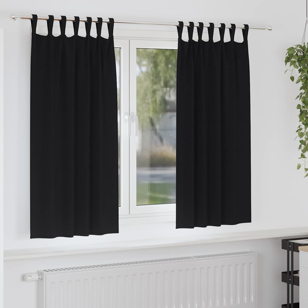 Zwart-out Gordijnen met Ringen 2 pcs Zwart 175 x 140 cm is nu te koop bij PeponiXL, paradijselijk wonen!