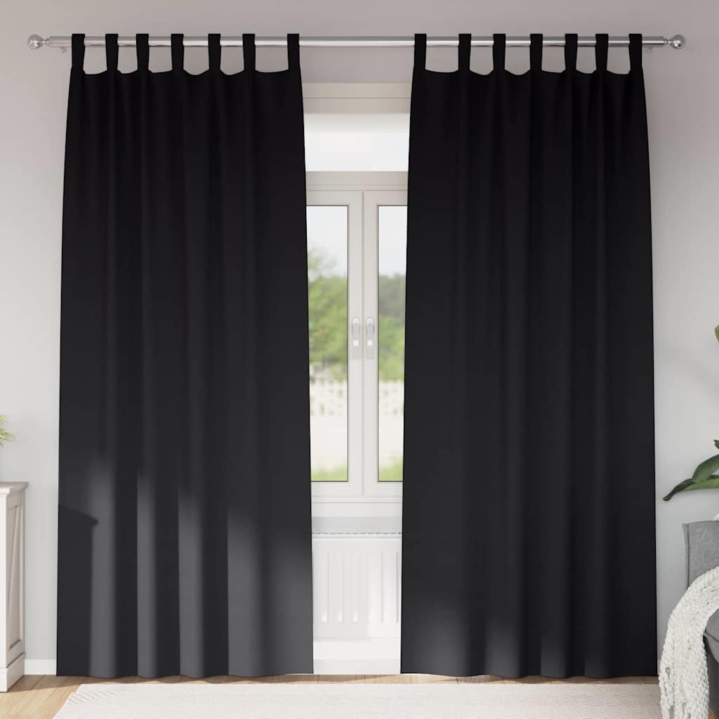 Zwart-out Gordijnen met Ringen 2 pcs Zwart 225 x 140 cm is nu te koop bij PeponiXL, paradijselijk wonen!