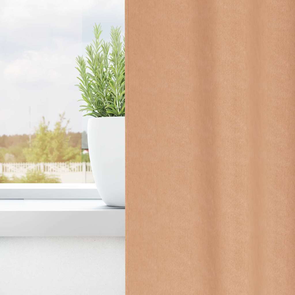 Zwart-out Gordijnen met Ringen 2 pcs Licht Bruin 175 x 140 cm is nu te koop bij PeponiXL, paradijselijk wonen!