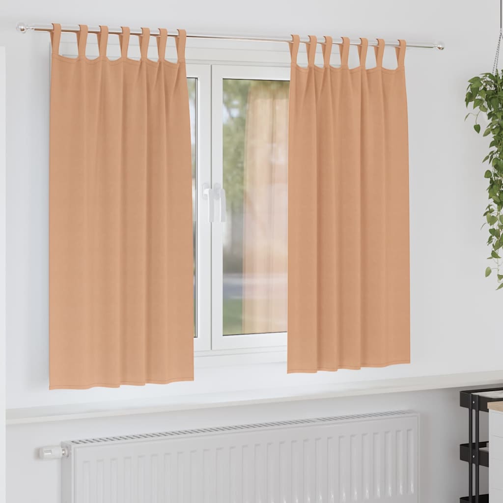 Zwart-out Gordijnen met Ringen 2 pcs Licht Bruin 175 x 140 cm is nu te koop bij PeponiXL, paradijselijk wonen!