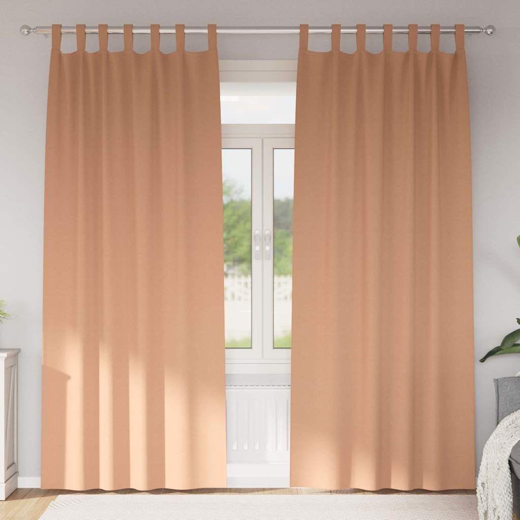 Zwart-out Gordijnen met Ringen 2 pcs Licht Bruin 260 x 140 cm is nu te koop bij PeponiXL, paradijselijk wonen!