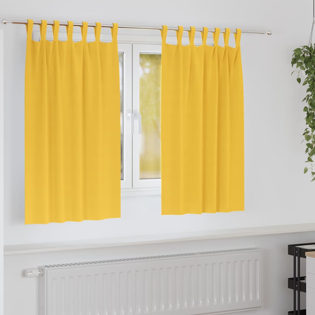 Zwart-out Gordijnen met Ringen 2 pcs Mosterdgeel 140 x 140 cm is nu te koop bij PeponiXL, paradijselijk wonen!