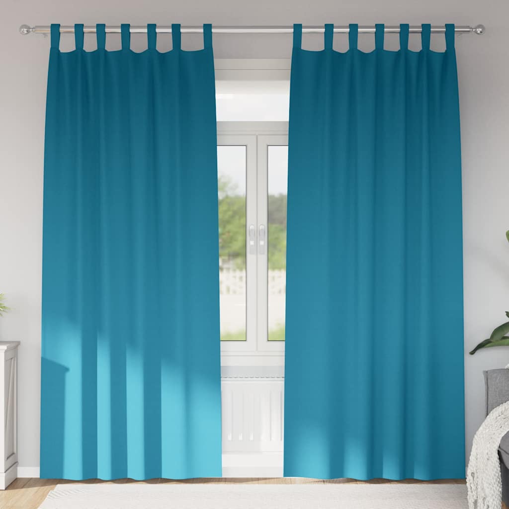 Zwart-out Gordijnen met Ringen 2 pcs Turquoise 225 x 140 cm is nu te koop bij PeponiXL, paradijselijk wonen!