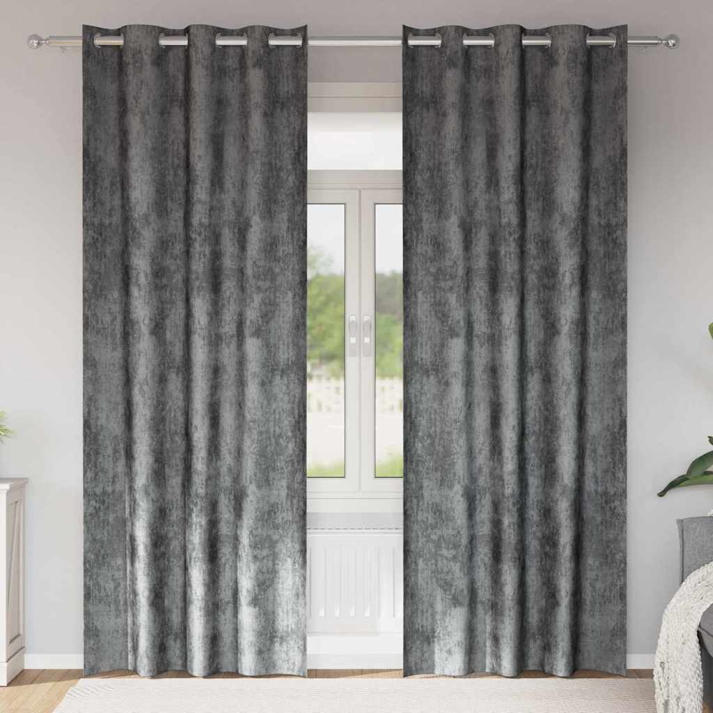 Velvet Gordijnen met gordijnen 2 pcs Grijs 225 x 140 cm Fluweel is nu te koop bij PeponiXL, paradijselijk wonen!