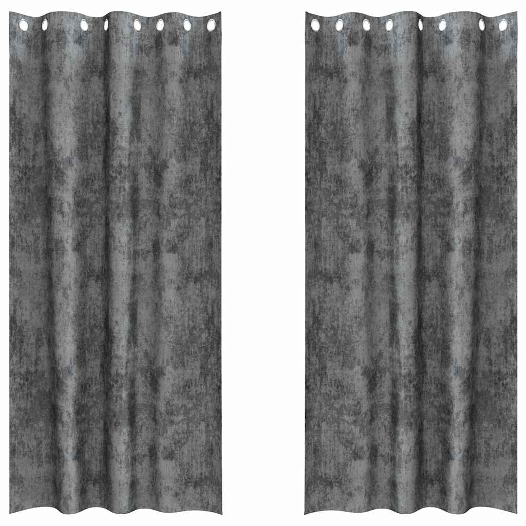 Velvet Gordijnen met gordijnen 2 pcs Grijs 245 x 140 cm Fluweel is nu te koop bij PeponiXL, paradijselijk wonen!