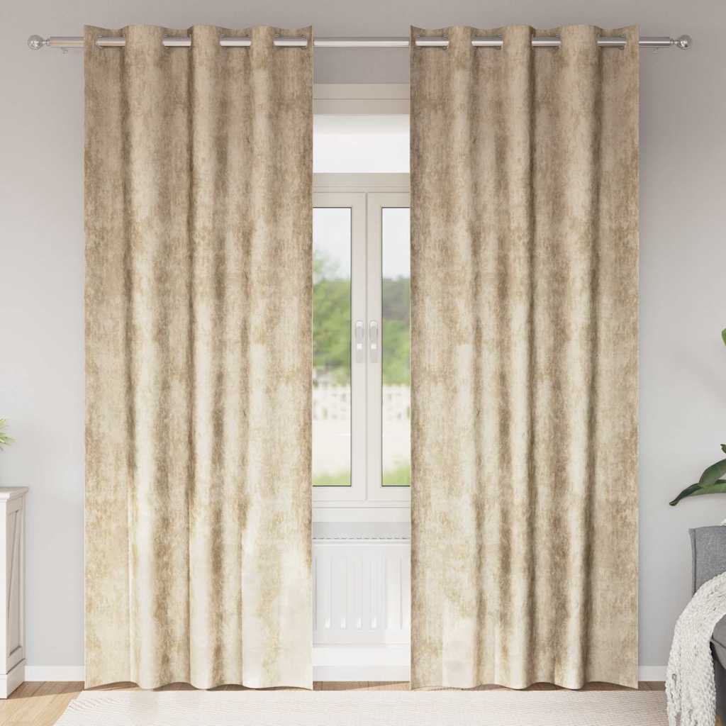 Velvet Gordijnen met gordijnen 2 pcs Crème 225 x 140 cm Fluweel is nu te koop bij PeponiXL, paradijselijk wonen!