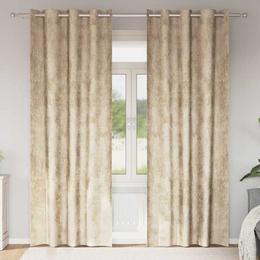 Velvet Gordijnen met gordijnen 2 pcs Crème 260 x 140 cm Fluweel is nu te koop bij PeponiXL, paradijselijk wonen!