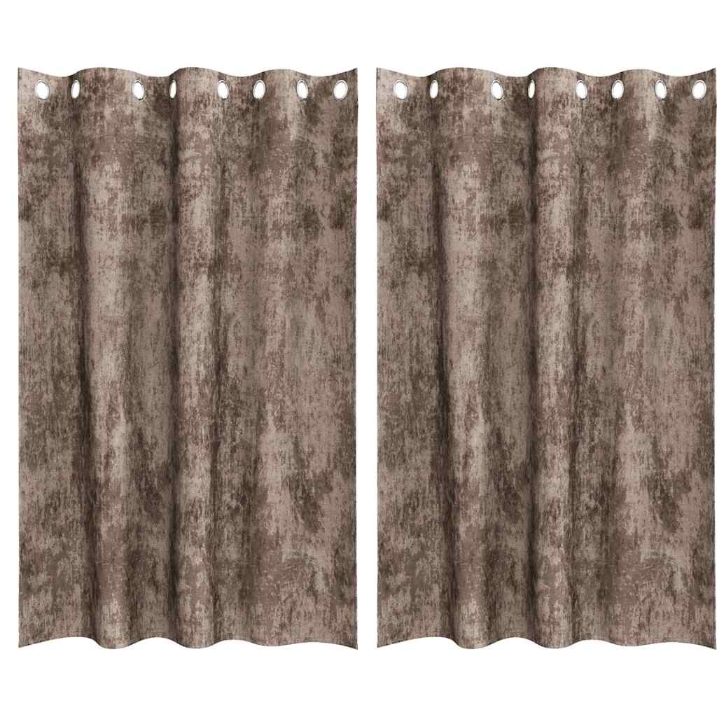 Velvet Gordijnen 2 pcs Cappuccino 175 x 140 cm Fluweel is nu te koop bij PeponiXL, paradijselijk wonen!