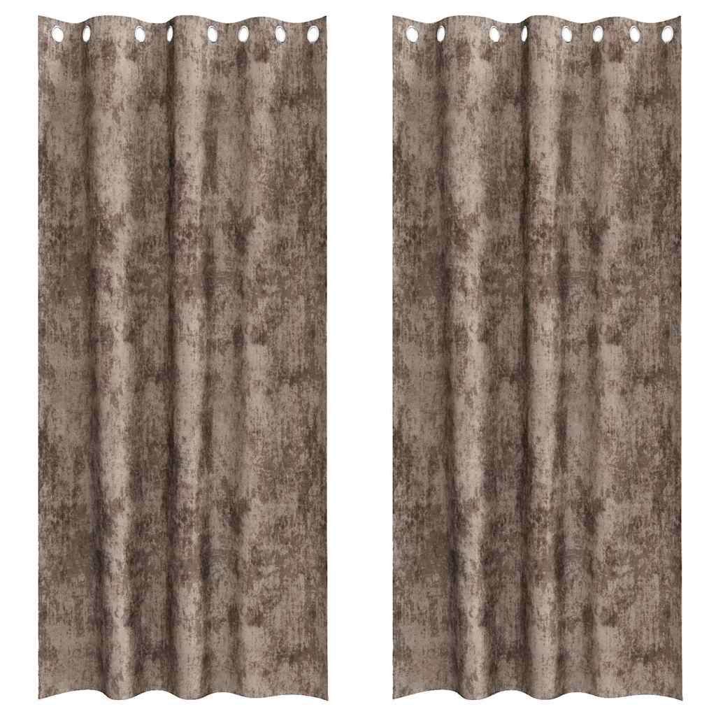Velvet Gordijnen 2 pcs Cappuccino 245 x 140 cm Fluweel is nu te koop bij PeponiXL, paradijselijk wonen!