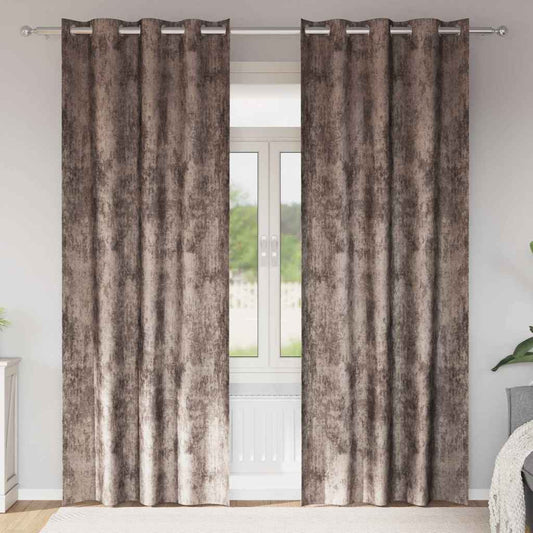 Velvet Gordijnen 2 pcs Cappuccino 260 x 140 cm Fluweel is nu te koop bij PeponiXL, paradijselijk wonen!