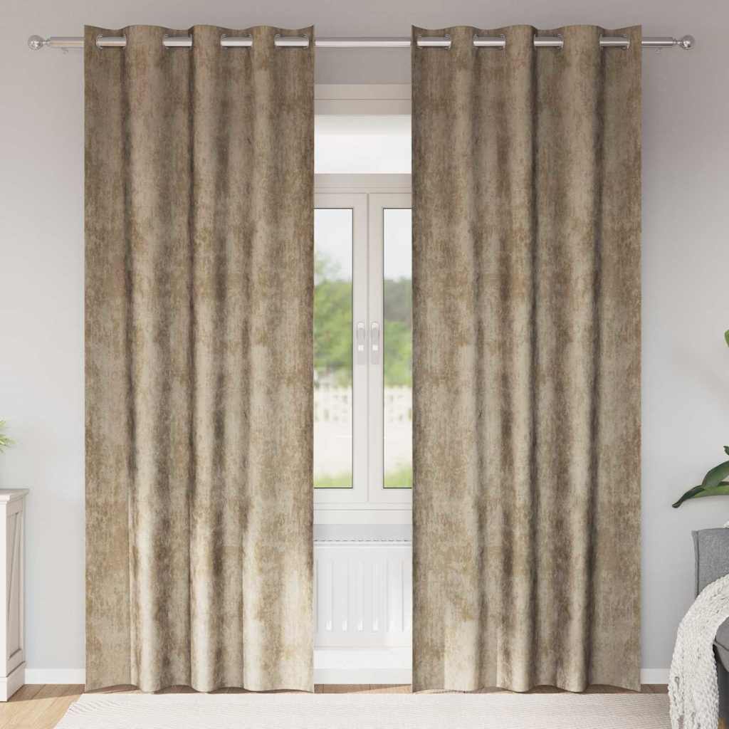 Velvet Gordijnen 2 pcs champagne 225 x 140 cm Fluweel is nu te koop bij PeponiXL, paradijselijk wonen!