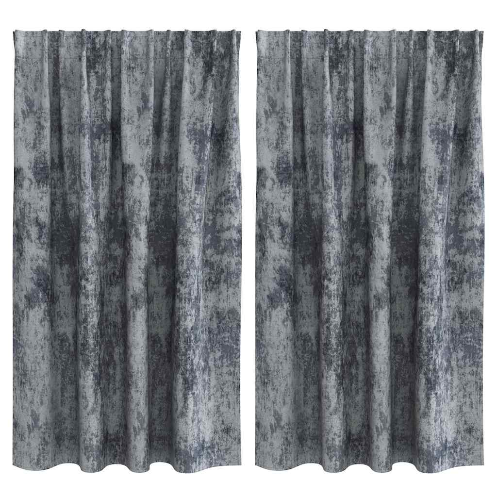 Velvet Gordijnen 2 pcs Zilvergrijs 140 x 140 cm Fluweel is nu te koop bij PeponiXL, paradijselijk wonen!
