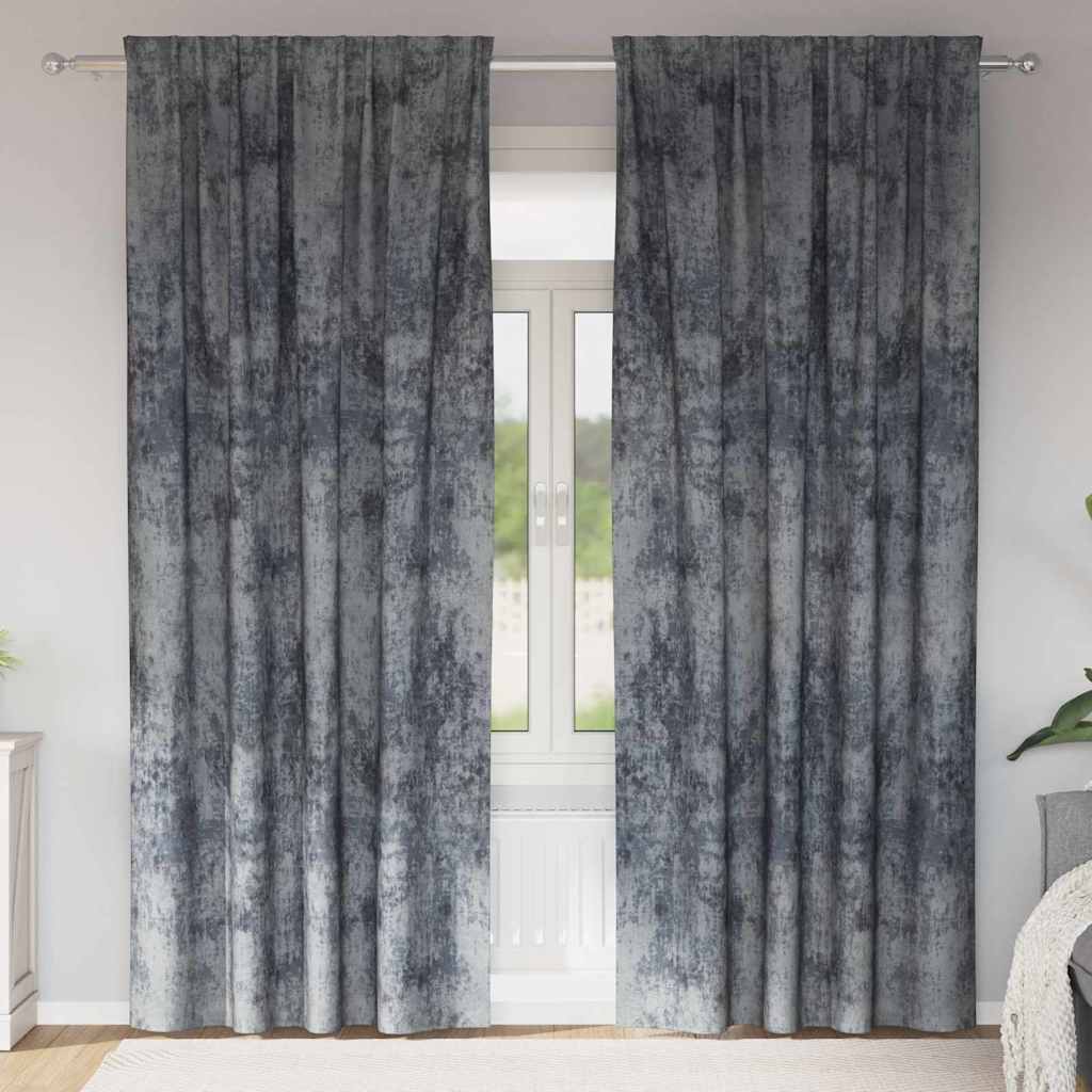Velvet Gordijnen 2 pcs Zilvergrijs 225 x 140 cm Fluweel is nu te koop bij PeponiXL, paradijselijk wonen!