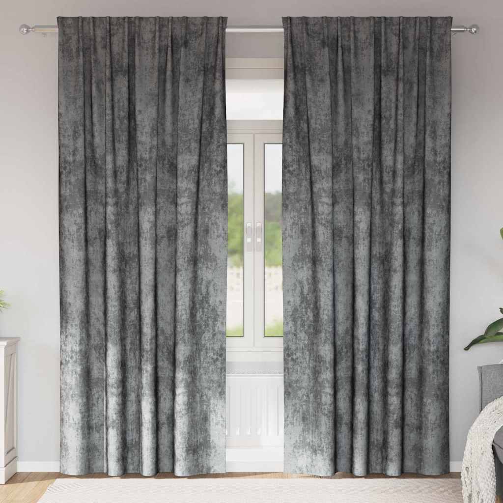 Velvet Gordijnen met gordijnen 2 pcs Grijs 225 x 140 cm Fluweel is nu te koop bij PeponiXL, paradijselijk wonen!