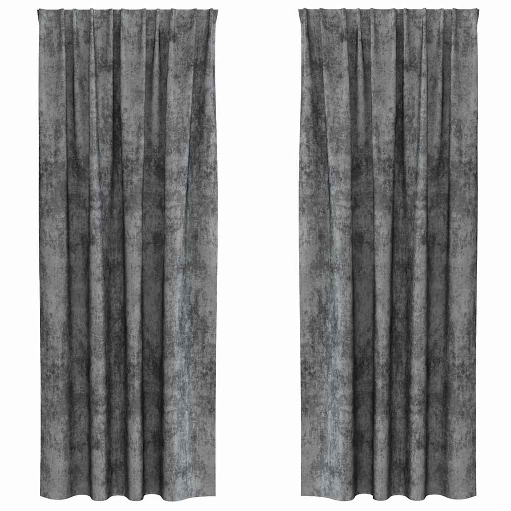 Velvet Gordijnen met gordijnen 2 pcs Grijs 245 x 140 cm Fluweel is nu te koop bij PeponiXL, paradijselijk wonen!