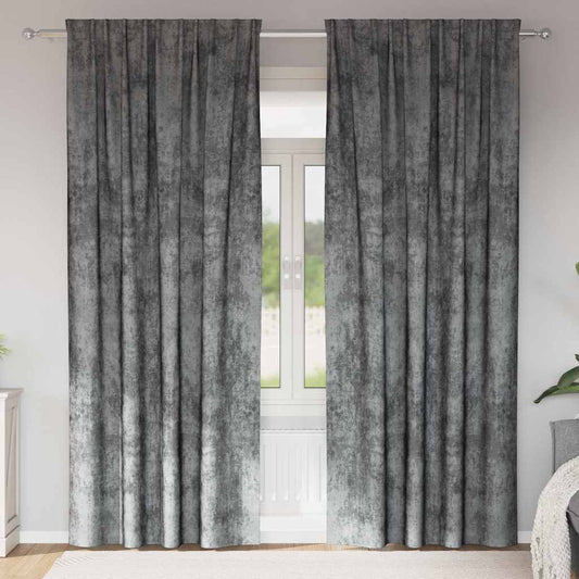 Velvet Gordijnen met gordijnen 2 pcs Grijs 260 x 140 cm Fluweel is nu te koop bij PeponiXL, paradijselijk wonen!