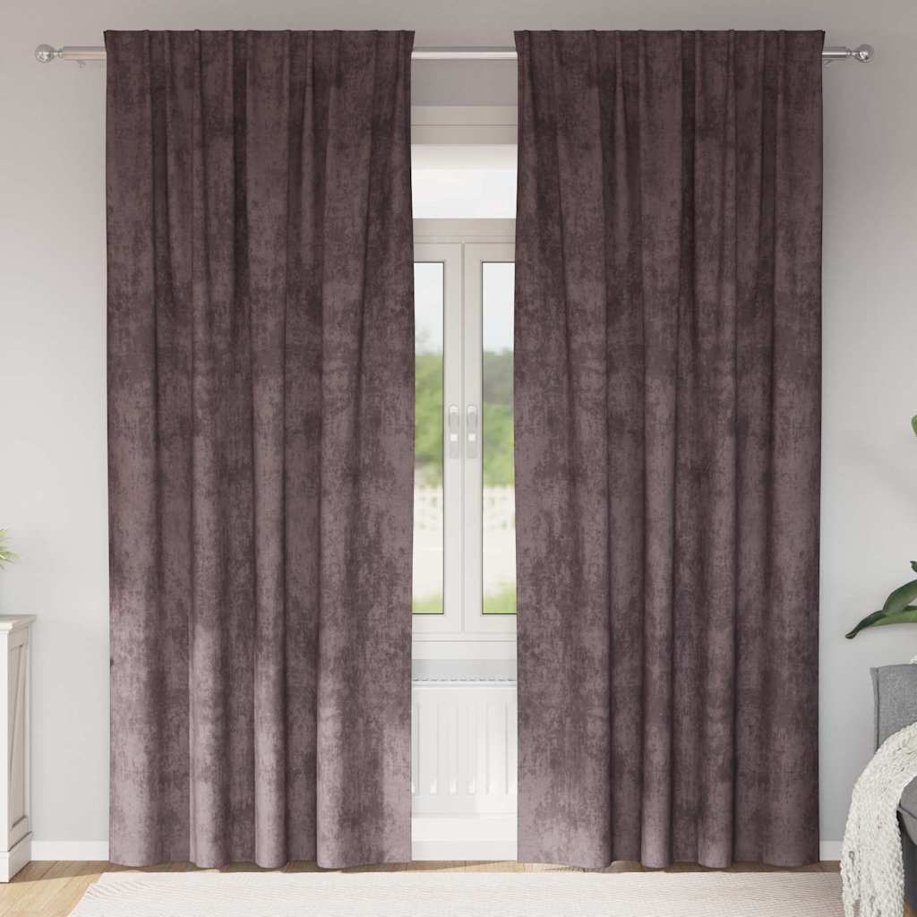 Velvet Gordijnen met gordijnen 2 pcs Bruin 245 x 140 cm Fluweel is nu te koop bij PeponiXL, paradijselijk wonen!