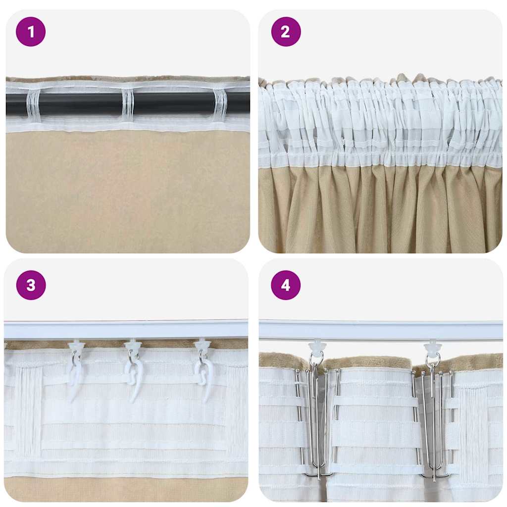 Velvet Gordijnen met gordijnen 2 pcs Crème 140 x 140 cm Fluweel is nu te koop bij PeponiXL, paradijselijk wonen!